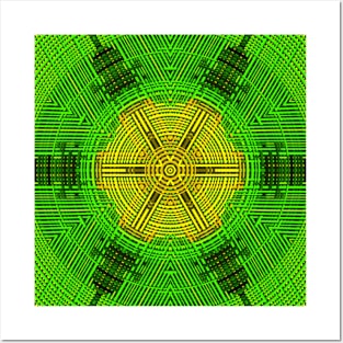 Weave Mandala Yellow and Green Posters and Art